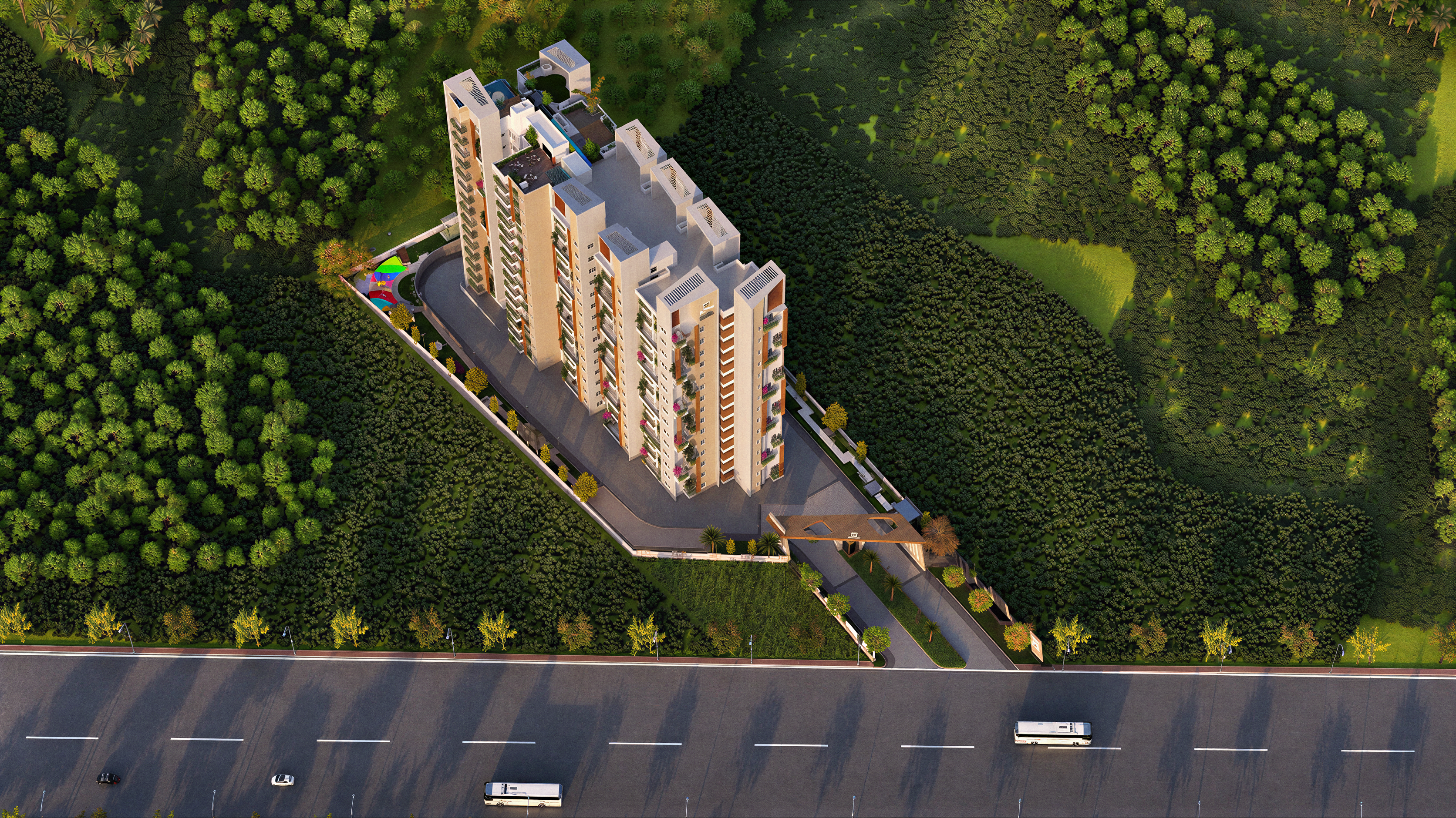 Aerial view of a 21st Castle project